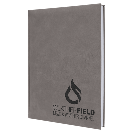 Gray Engravable Leatherette Journal with Lined Notepad - 7" x 9 3/4"