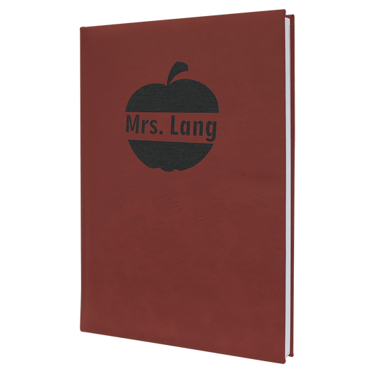 Rose Engravable Leatherette Journal with Lined Notepad - 7" x 9 3/4"