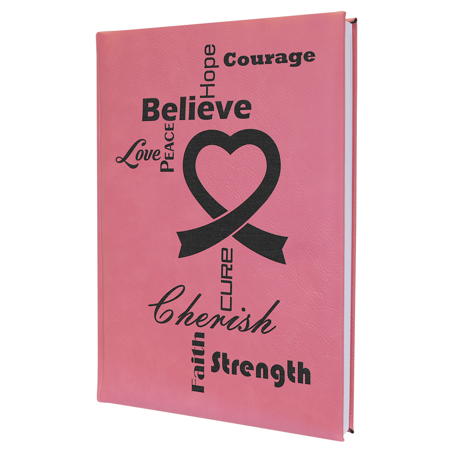 Pink Engravable Leatherette Journal with Lined Notepad - 7" x 9 3/4"