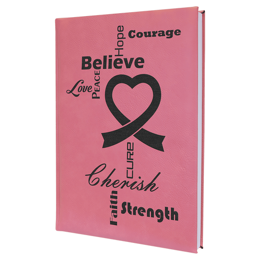 Pink Engravable Leatherette Journal with Lined Notepad - 7" x 9 3/4"
