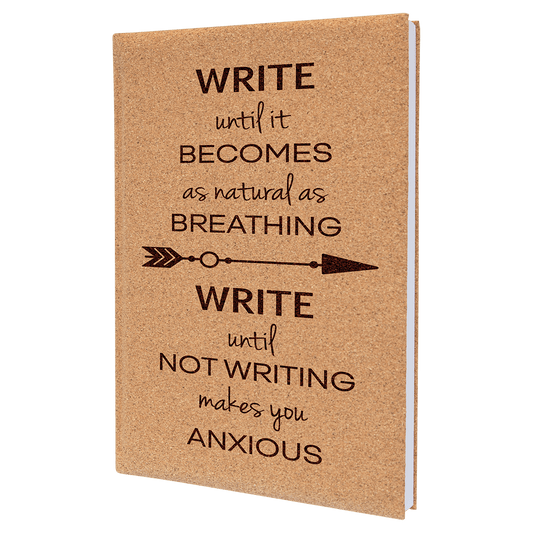 Cork Engravable Leatherette Journal with Lined Notepad - 7" x 9 3/4"