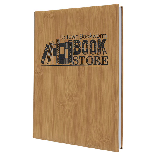 Bamboo Engravable Leatherette Journal with Lined Notepad - 7" x 9 3/4"