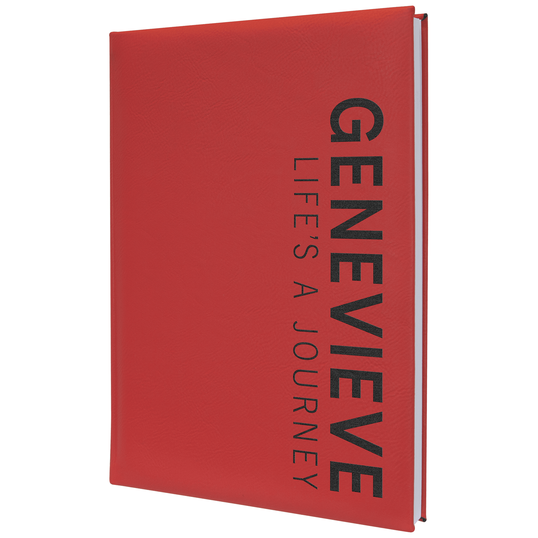 Red Engravable Leatherette Journal with Lined Notepad - 7" x 9 3/4"