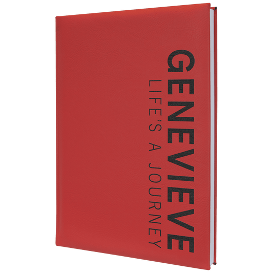 Red Engravable Leatherette Journal with Lined Notepad - 7" x 9 3/4"