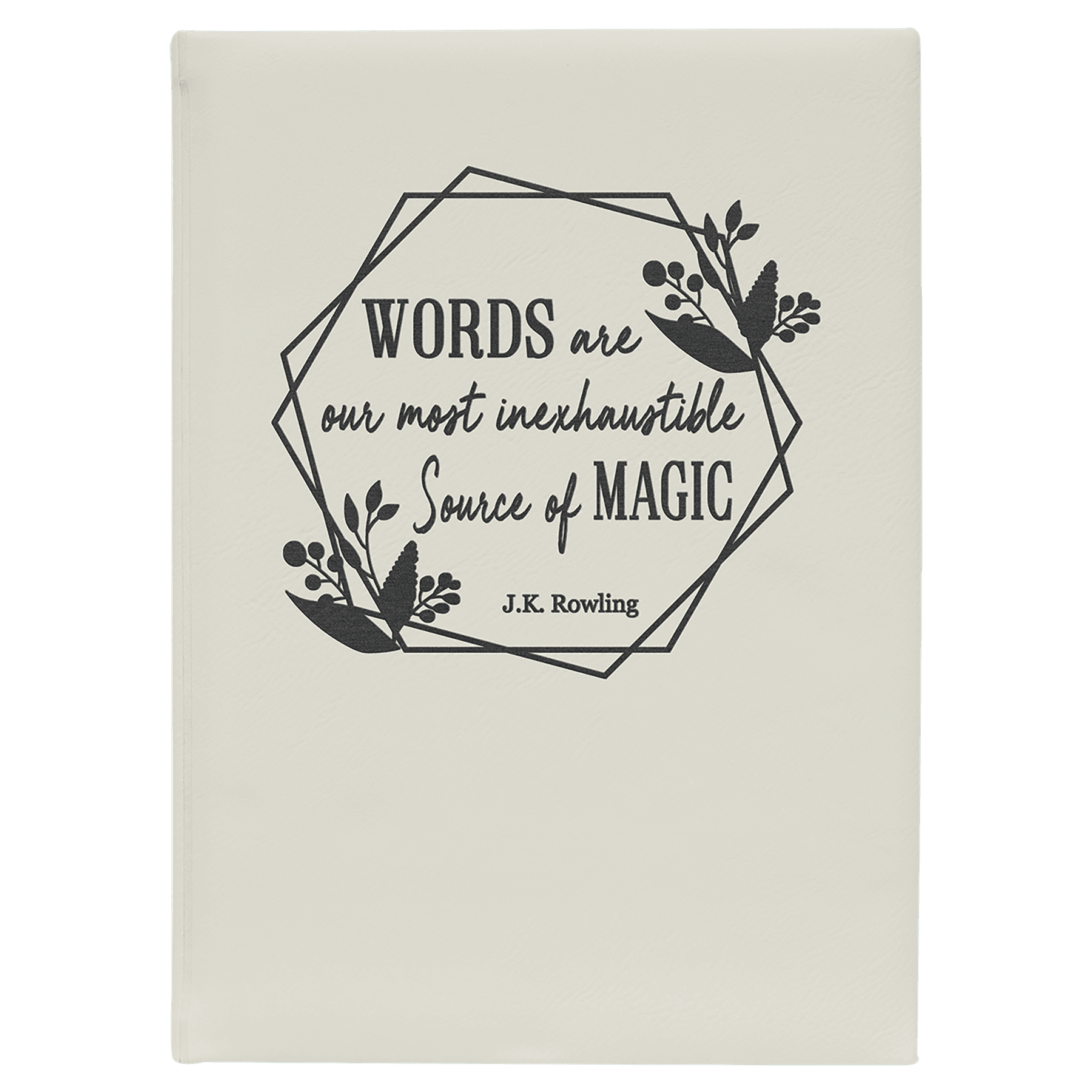 White/Black Engravable Leatherette Journal with Lined Notepad - 7" x 9 3/4"