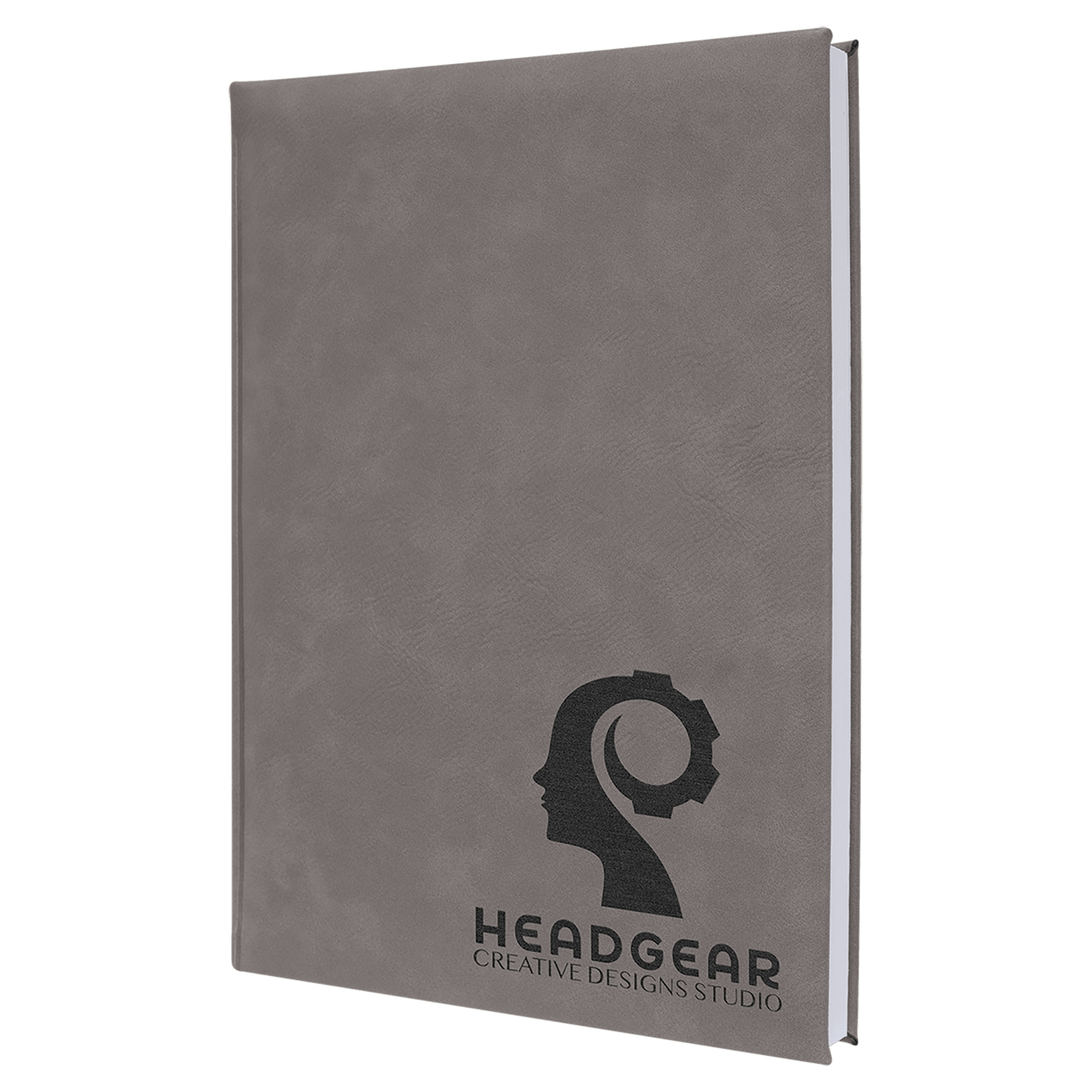 Gray Engravable Leatherette Sketch Book with Unlined Notepad - 7" x 9 3/4"