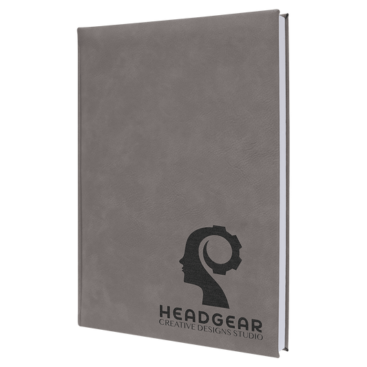 Gray Engravable Leatherette Sketch Book with Unlined Notepad - 7" x 9 3/4"