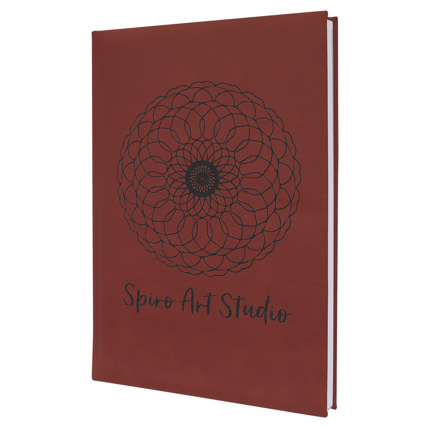 Rose Engravable Leatherette Sketch Book with Unlined Notepad - 7" x 9 3/4"