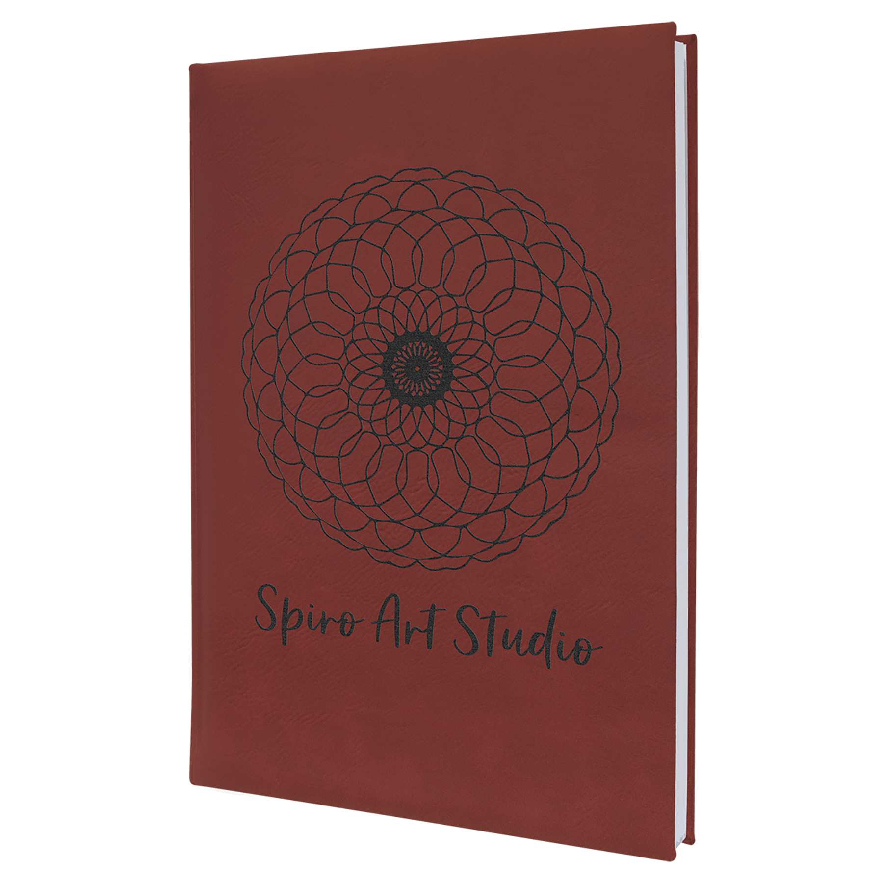 Rose Engravable Leatherette Sketch Book with Unlined Notepad - 7" x 9 3/4"