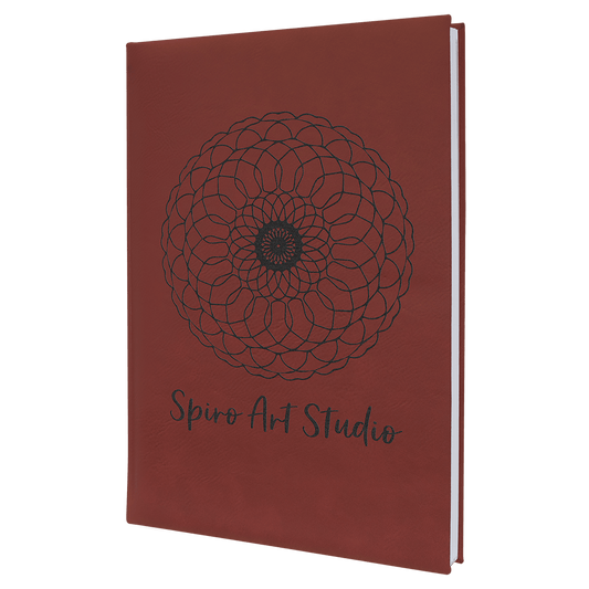 Rose Engravable Leatherette Sketch Book with Unlined Notepad - 7" x 9 3/4"
