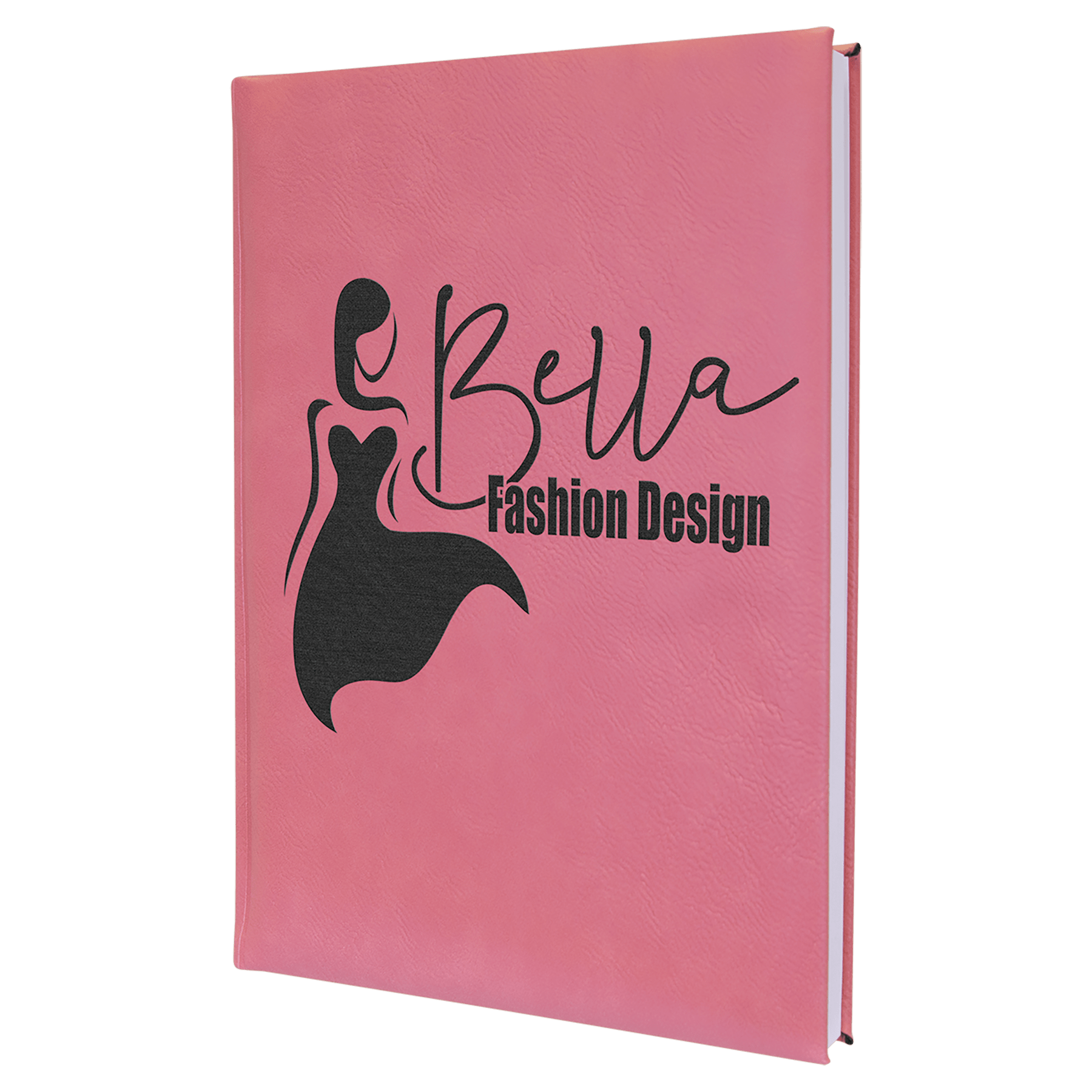 7" x 9 3/4" Pink Laserable Leatherette Sketch Book with Unlined Notepad