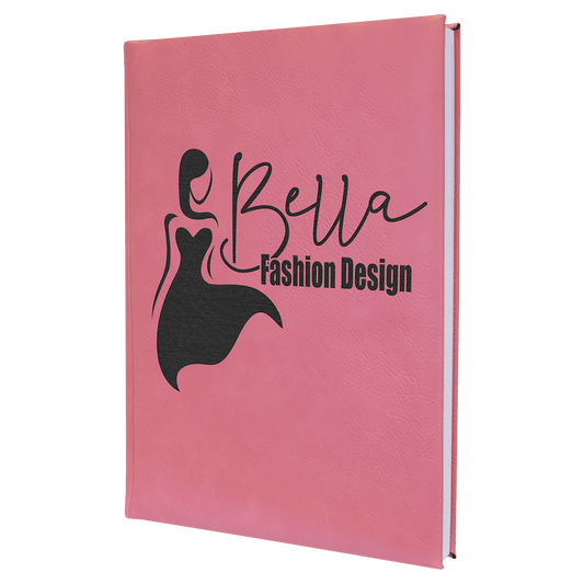 7" x 9 3/4" Pink Laserable Leatherette Sketch Book with Unlined Notepad