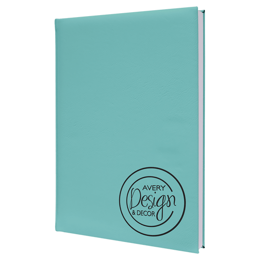 Teal Engravable Leatherette Sketch Book with Unlined Notepad - 7" x 9 3/4"