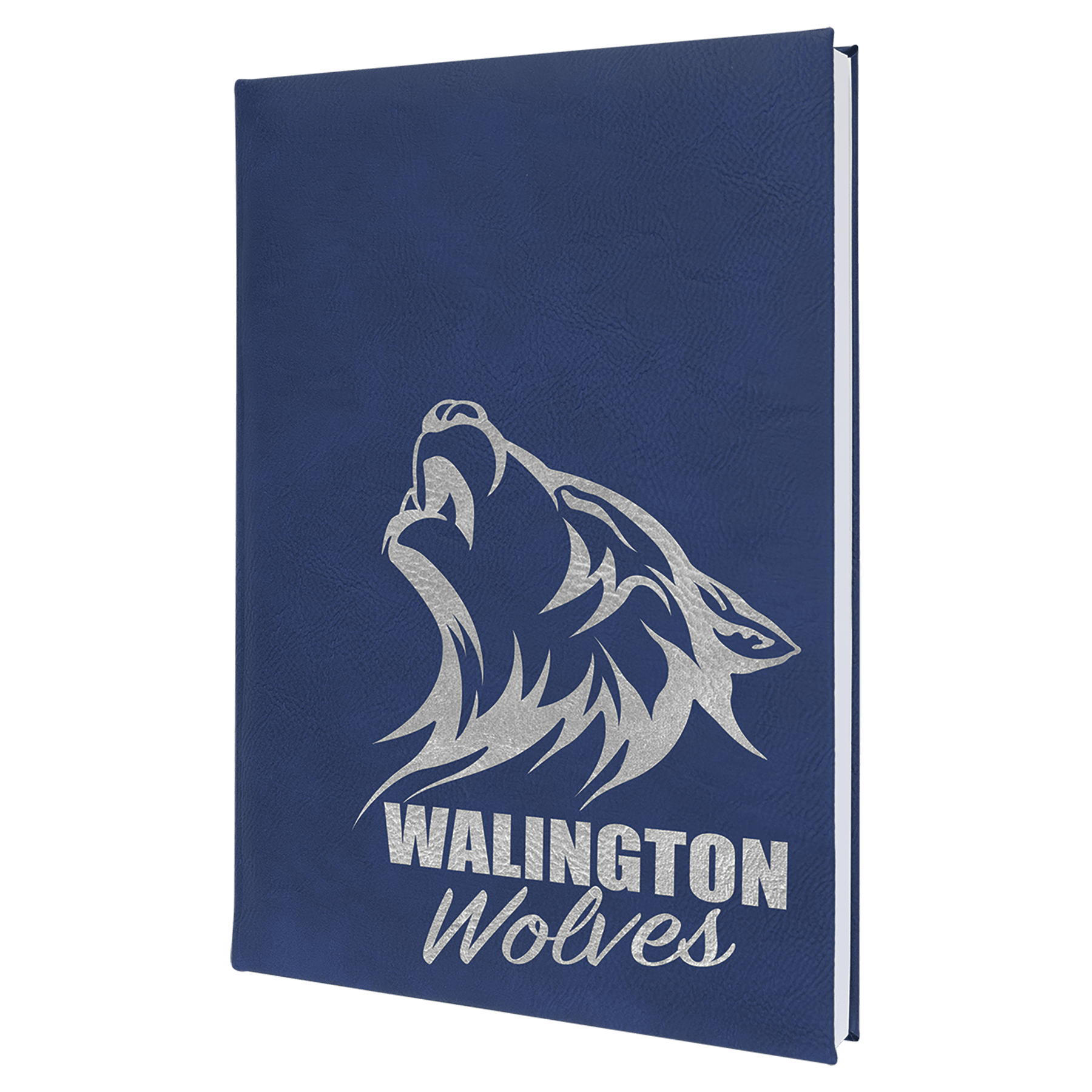 Blue/Silver Engravable Leatherette Sketch Book with Unlined Notepad - 7" x 9 3/4"