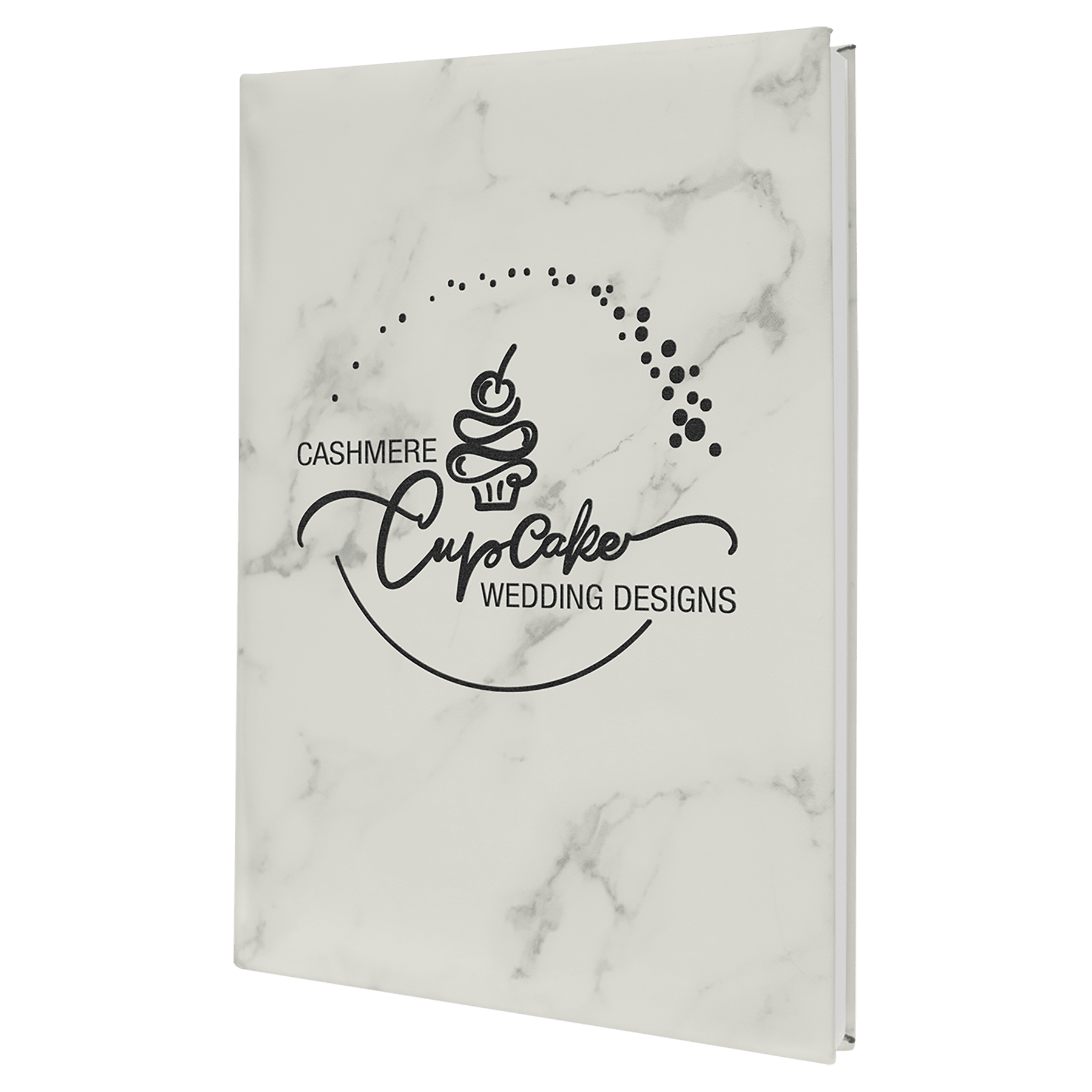 White Marble Engravable Leatherette Sketch Book with Unlined Notepad - 7" x 9 3/4"