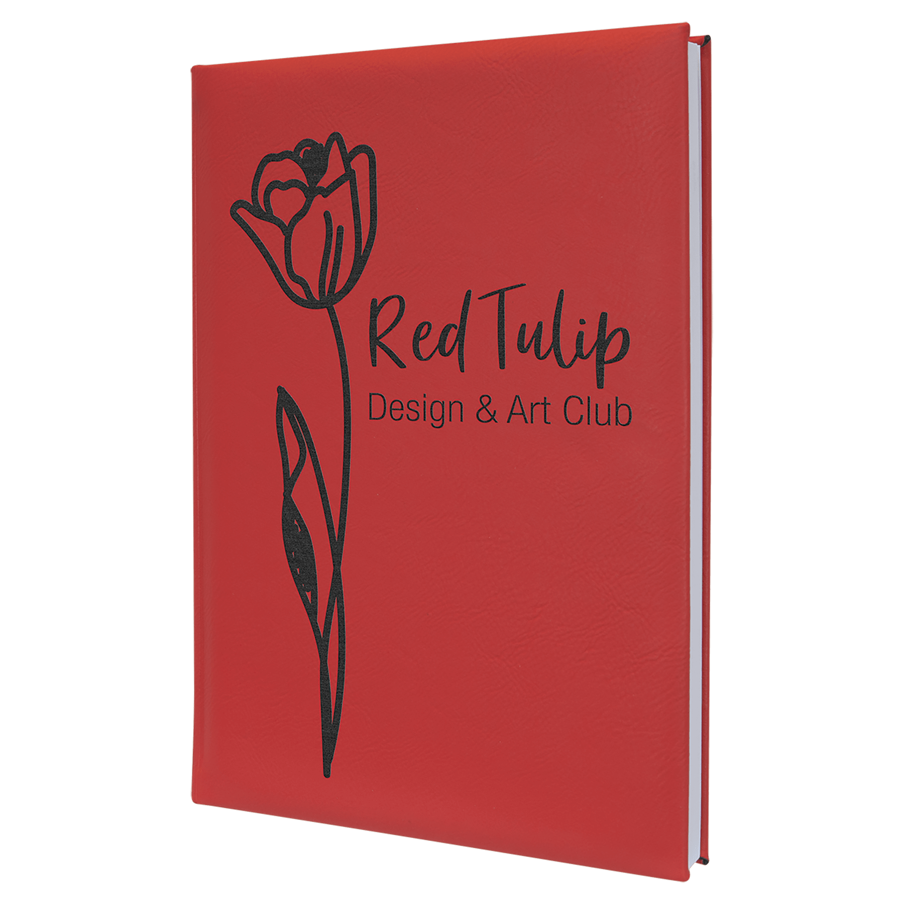 Red Engravable Leatherette Sketch Book with Unlined Notepad - 7" x 9 3/4"