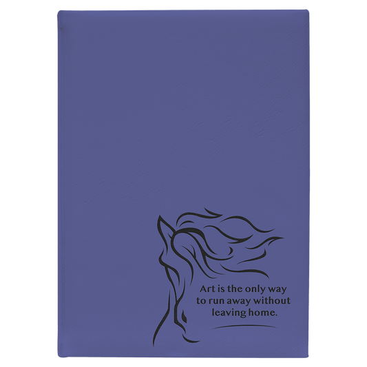 Purple Engravable Leatherette Sketch Book with Unlined Notepad - 7" x 9 3/4"