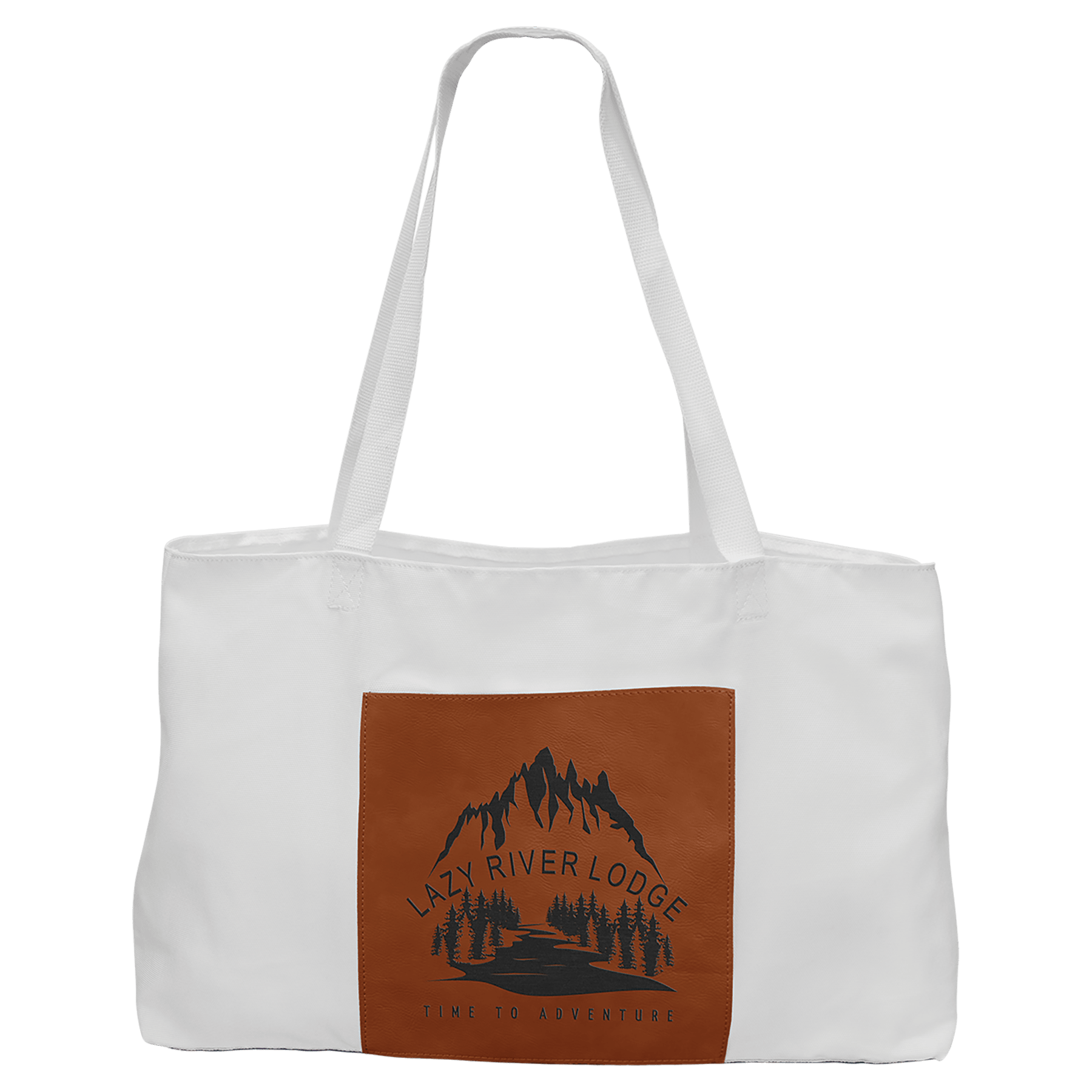 White Bag with 5" Rawhide Engravable Leatherette Gusset - 19" x 12"