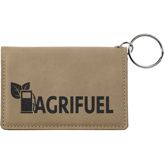 Light Brown Engravable Leatherette Keychain ID Holder - 4 1/4" x 3"