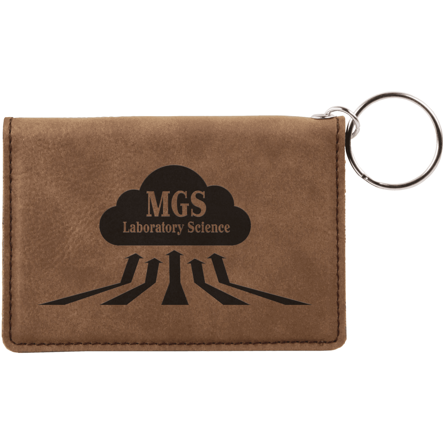 4 1/4" x 3" Dark Brown Laserable Leatherette Keychain ID Holder