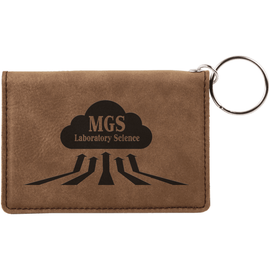 4 1/4" x 3" Dark Brown Laserable Leatherette Keychain ID Holder