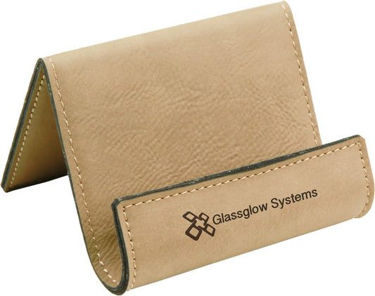 Light Brown Engravable Leatherette Holder Easel - 3 1/2" x 2 1/2"