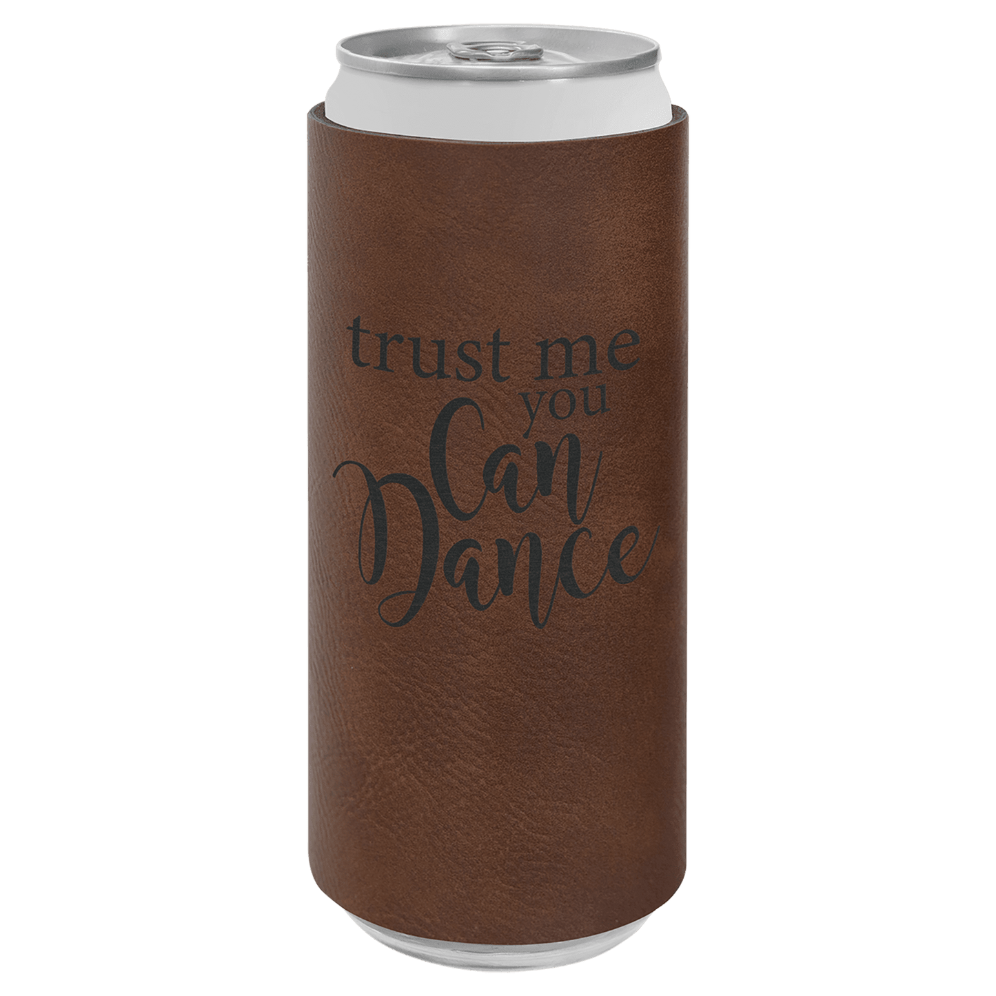 Dark Brown Engravable Leatherette Slim Beverage Holder