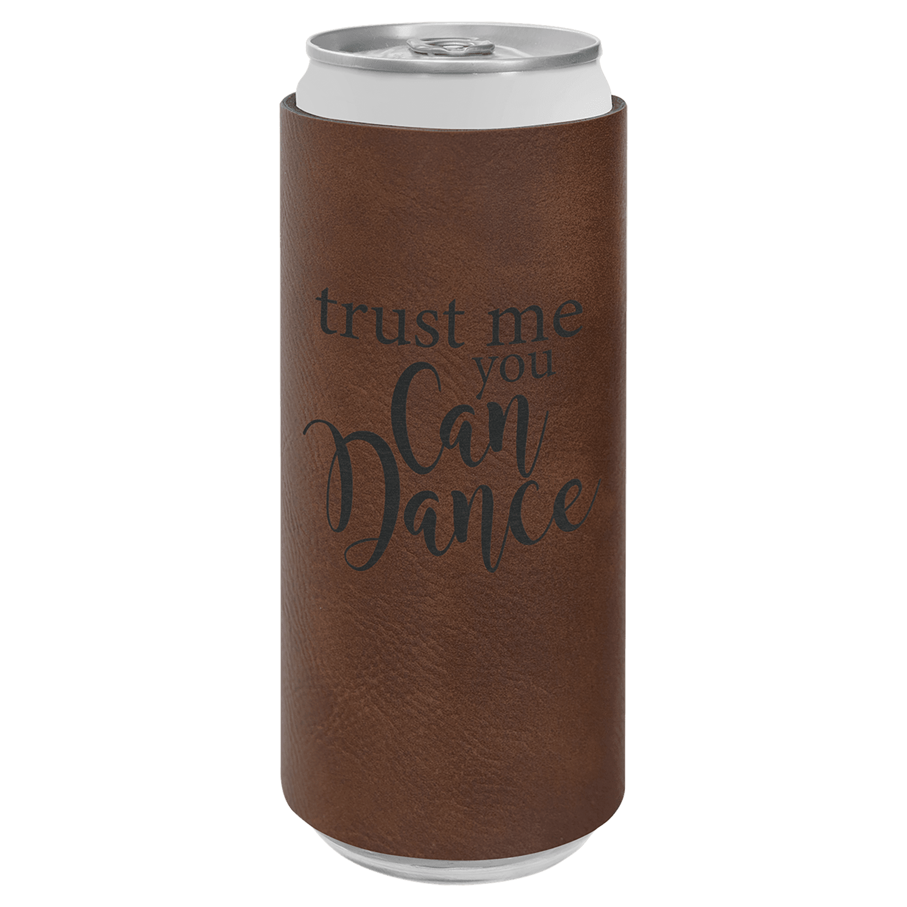 Dark Brown Engravable Leatherette Slim Beverage Holder