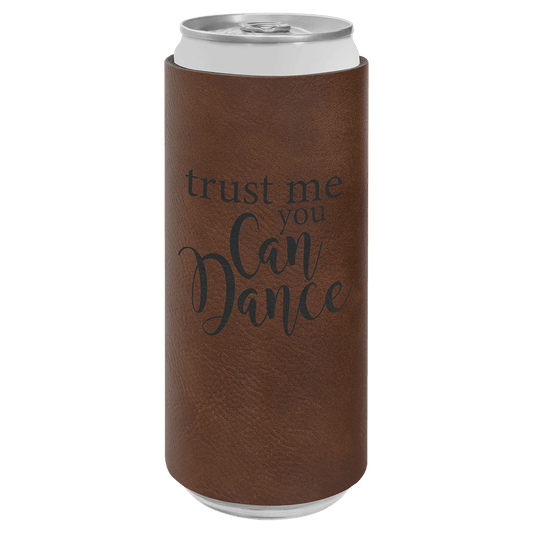 Dark Brown Engravable Leatherette Slim Beverage Holder