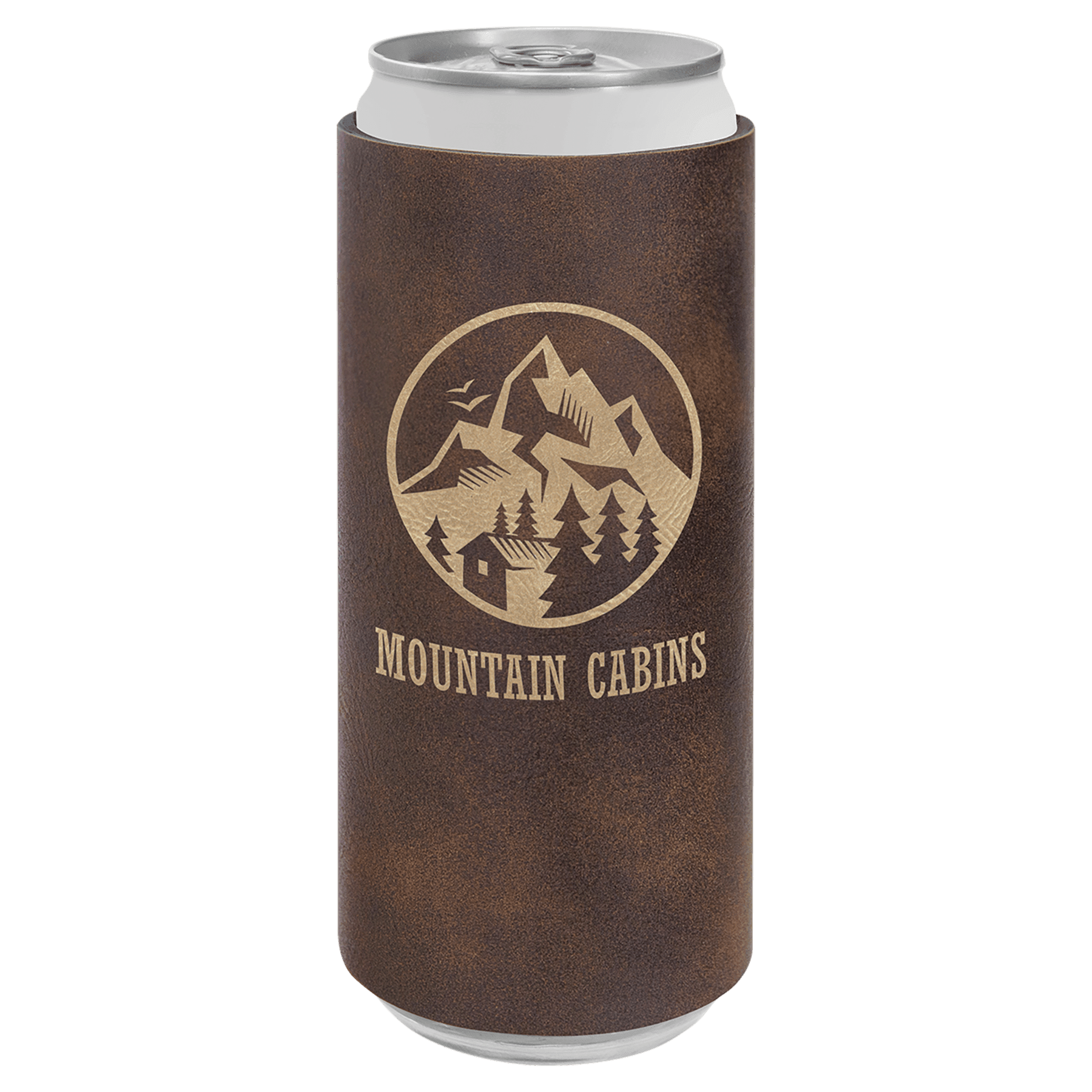 Rustic/Gold Engravable Leatherette Slim Beverage Holder