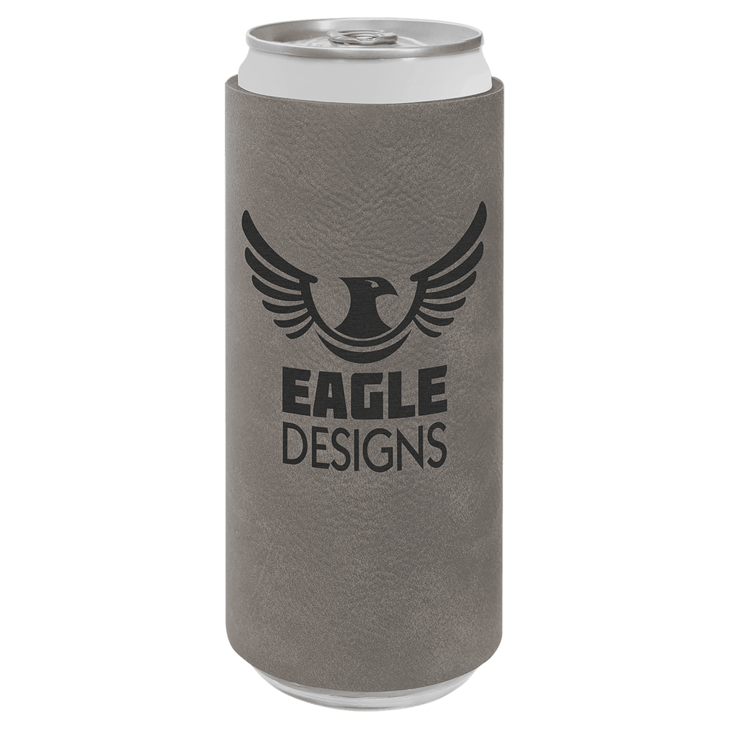 Gray Engravable Leatherette Slim Beverage Holder