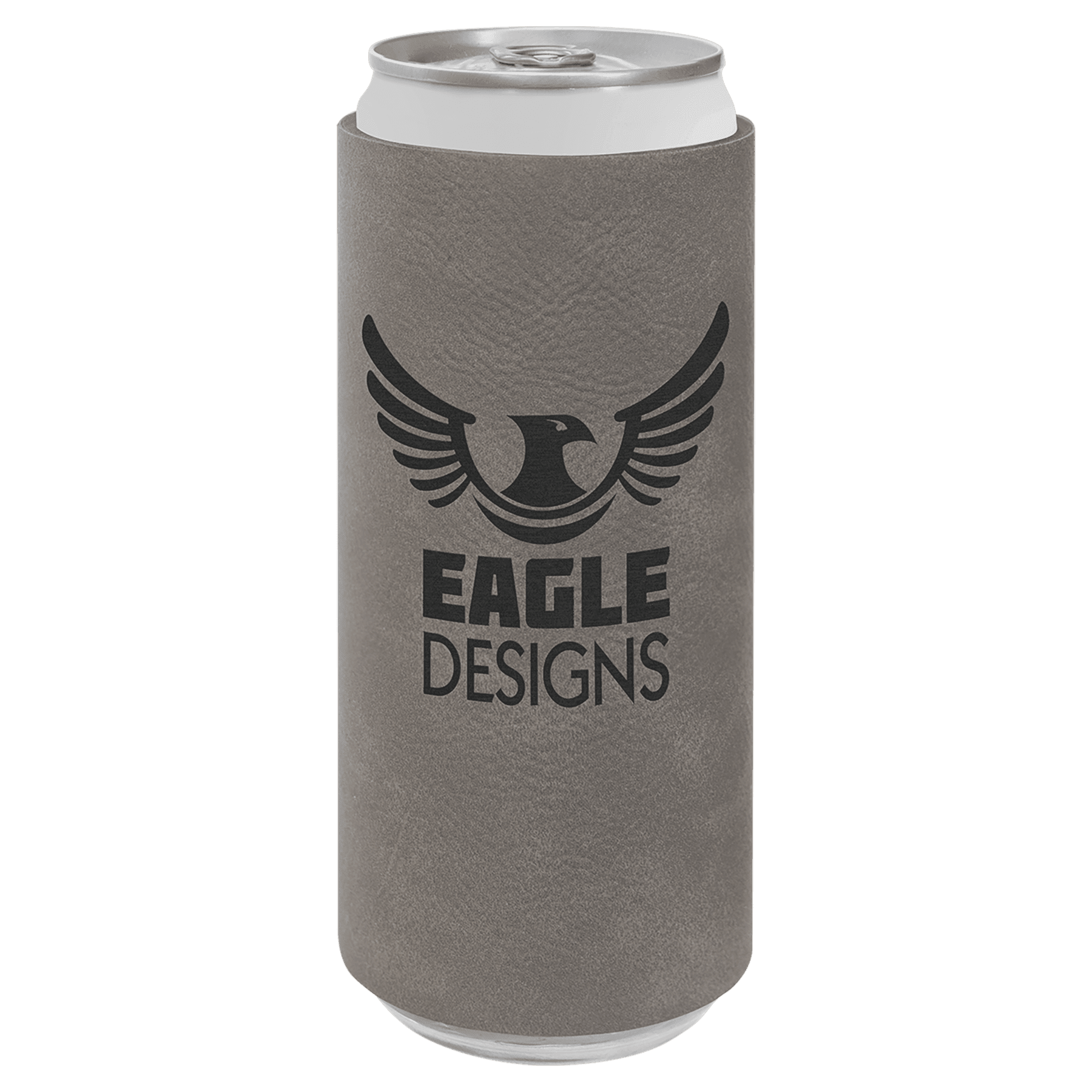 Gray Engravable Leatherette Slim Beverage Holder