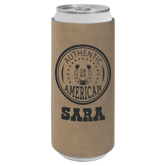 Light Brown Laserable Leatherette Slim Beverage Holder