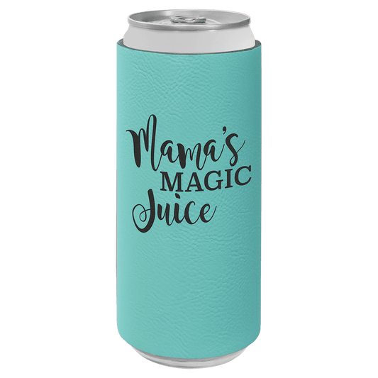 Teal Engravable Leatherette Slim Beverage Holder