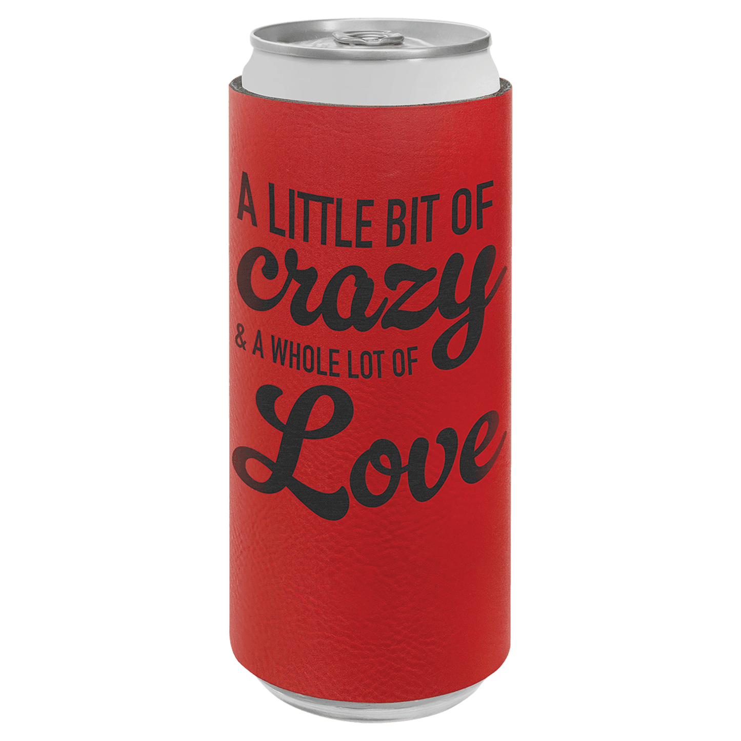 Red Engravable Leatherette Slim Beverage Holder
