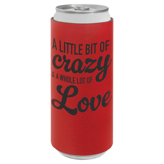 Red Engravable Leatherette Slim Beverage Holder