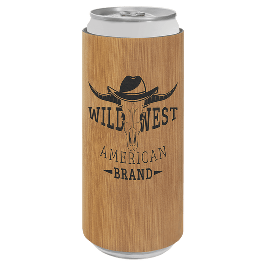 Bamboo Engravable Leatherette Slim Beverage Holder