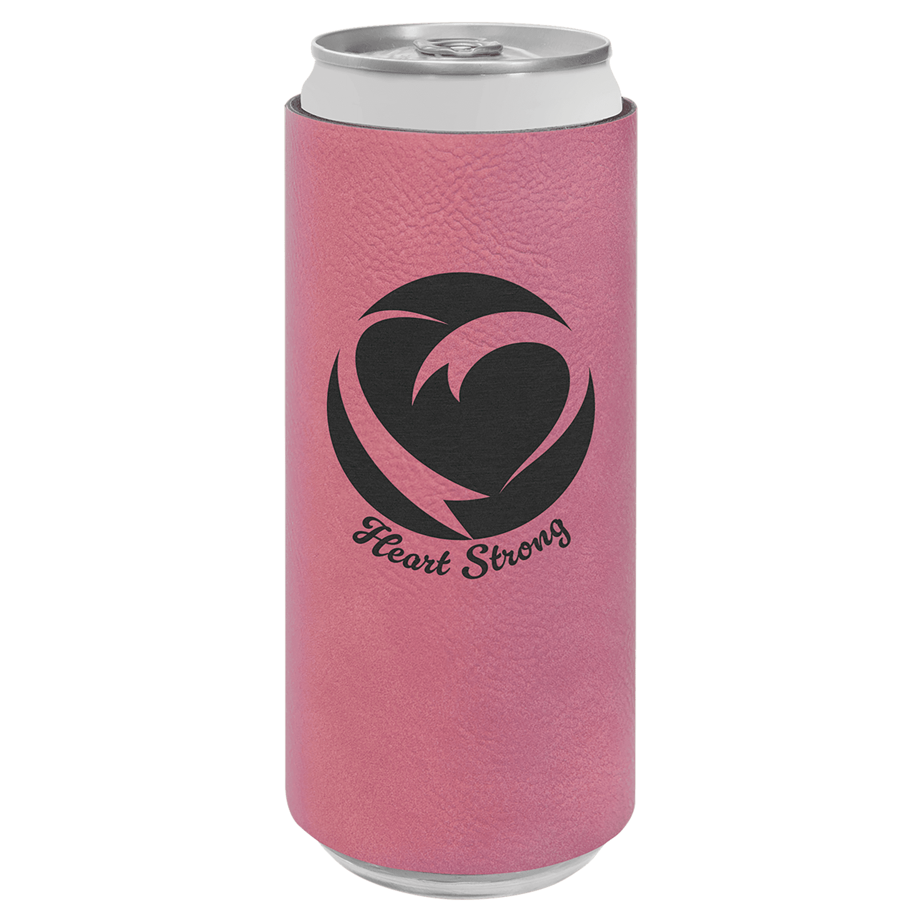 Pink Engravable Leatherette Slim Beverage Holder