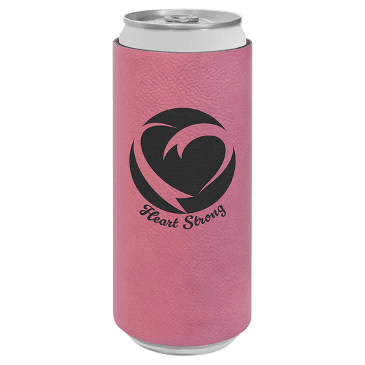 Pink Engravable Leatherette Slim Beverage Holder