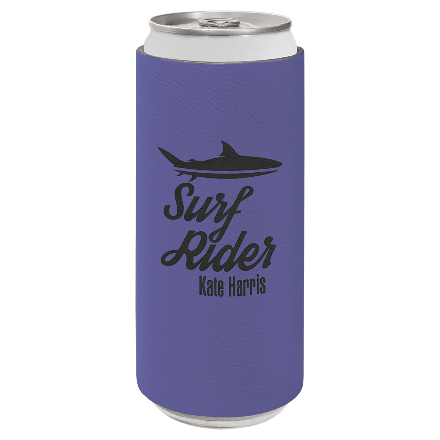 Purple Engravable Leatherette Slim Beverage Holder