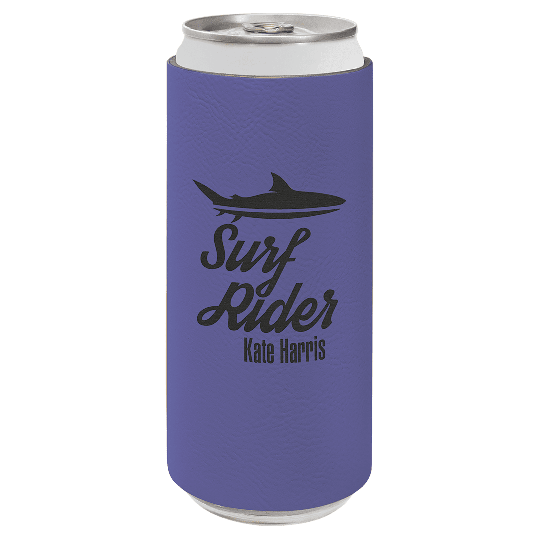 Purple Engravable Leatherette Slim Beverage Holder
