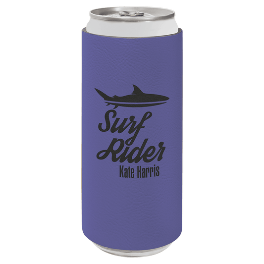 Purple Engravable Leatherette Slim Beverage Holder