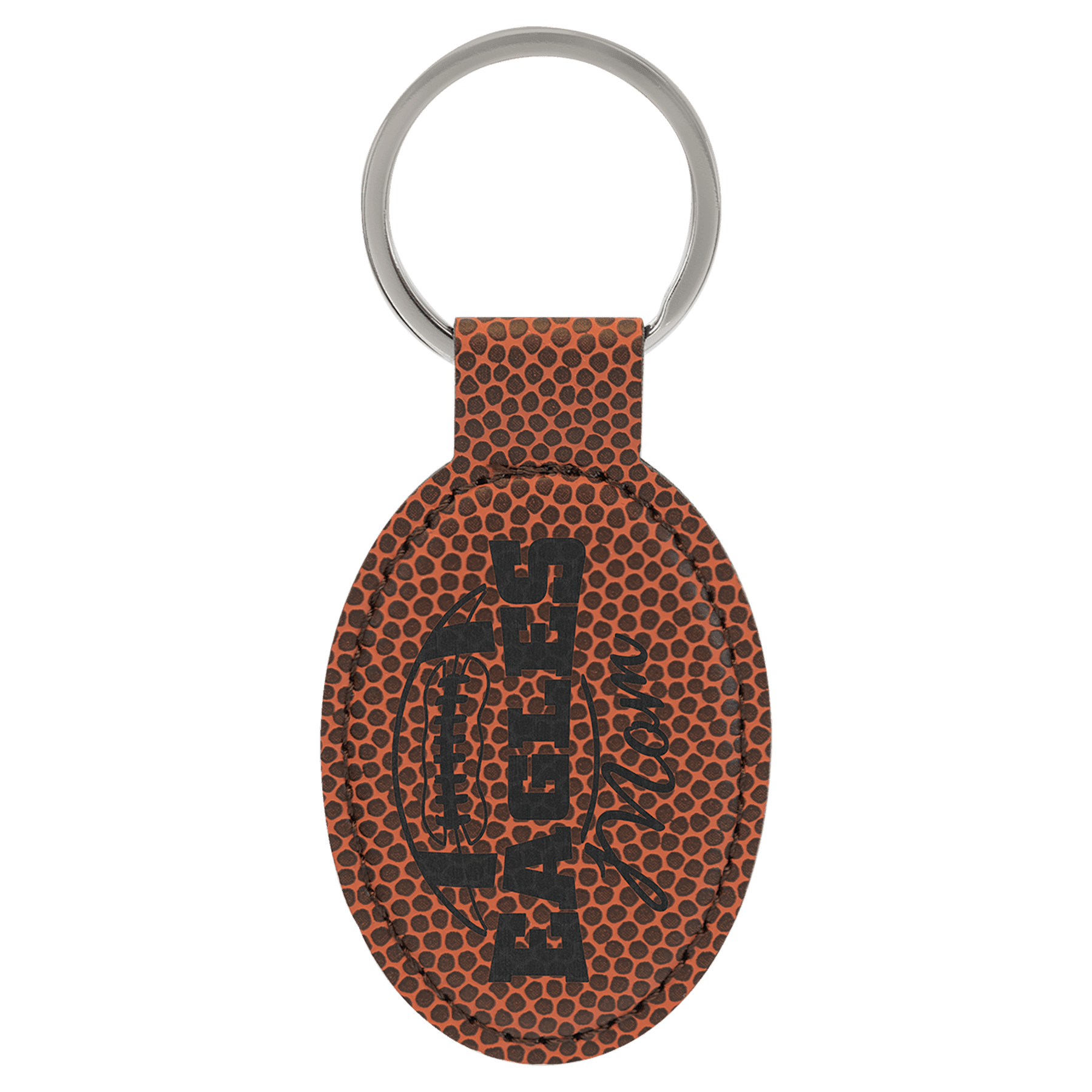 Football Engravable Leatherette Oval Keychain - 3" x 1 3/4"