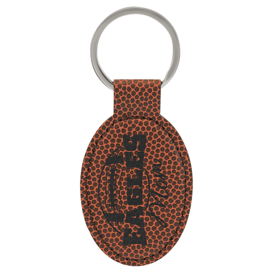 Football Engravable Leatherette Oval Keychain - 3" x 1 3/4"