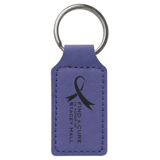 Purple Engravable Leatherette Rectangle Keychain - 2 3/4" x 1 1/4"