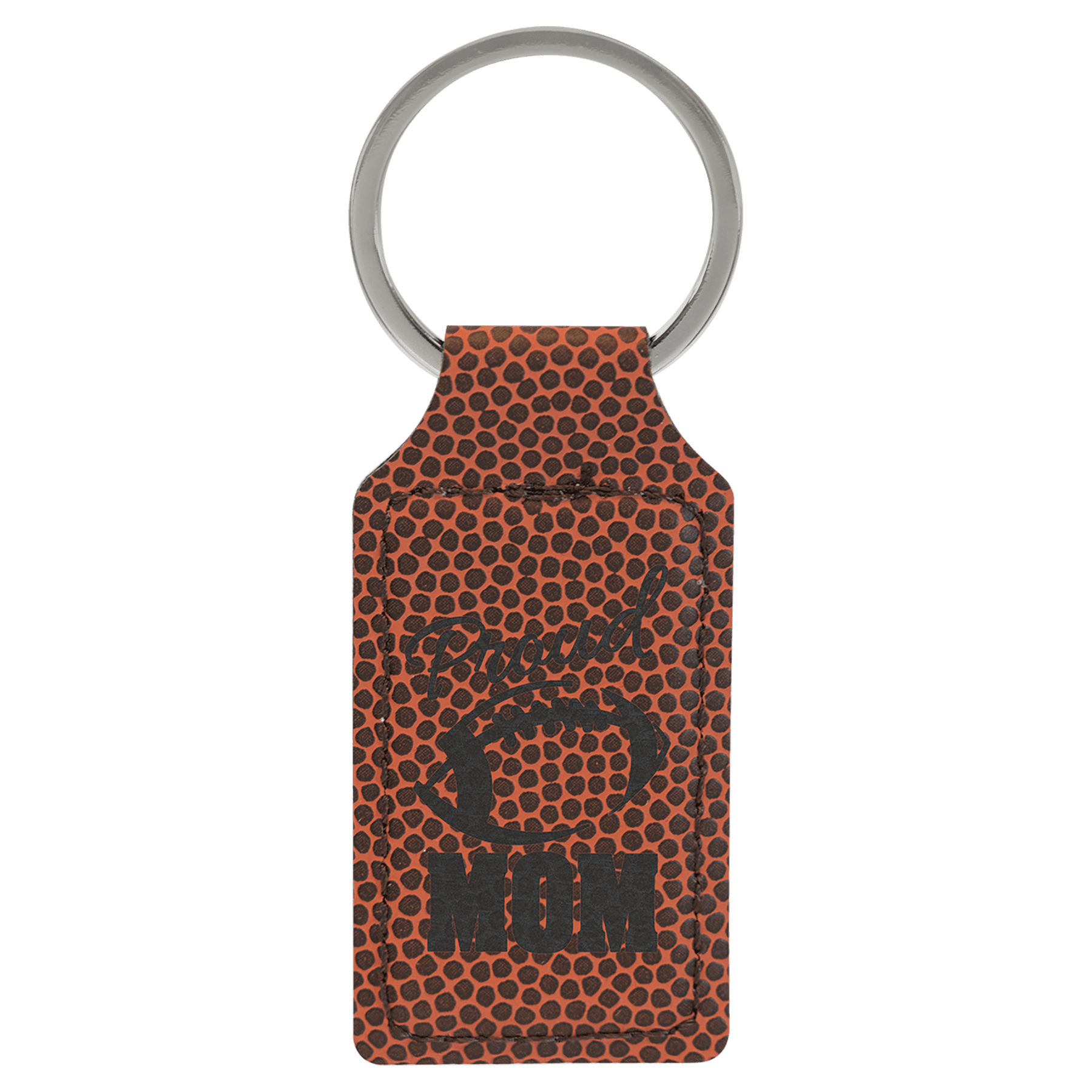 Football Engravable Leatherette Rectangle Keychain - 2 3/4" x 1 1/4"