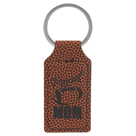 2 3/4" x 1 1/4" Football Laserable Leatherette Rectangle Keychain