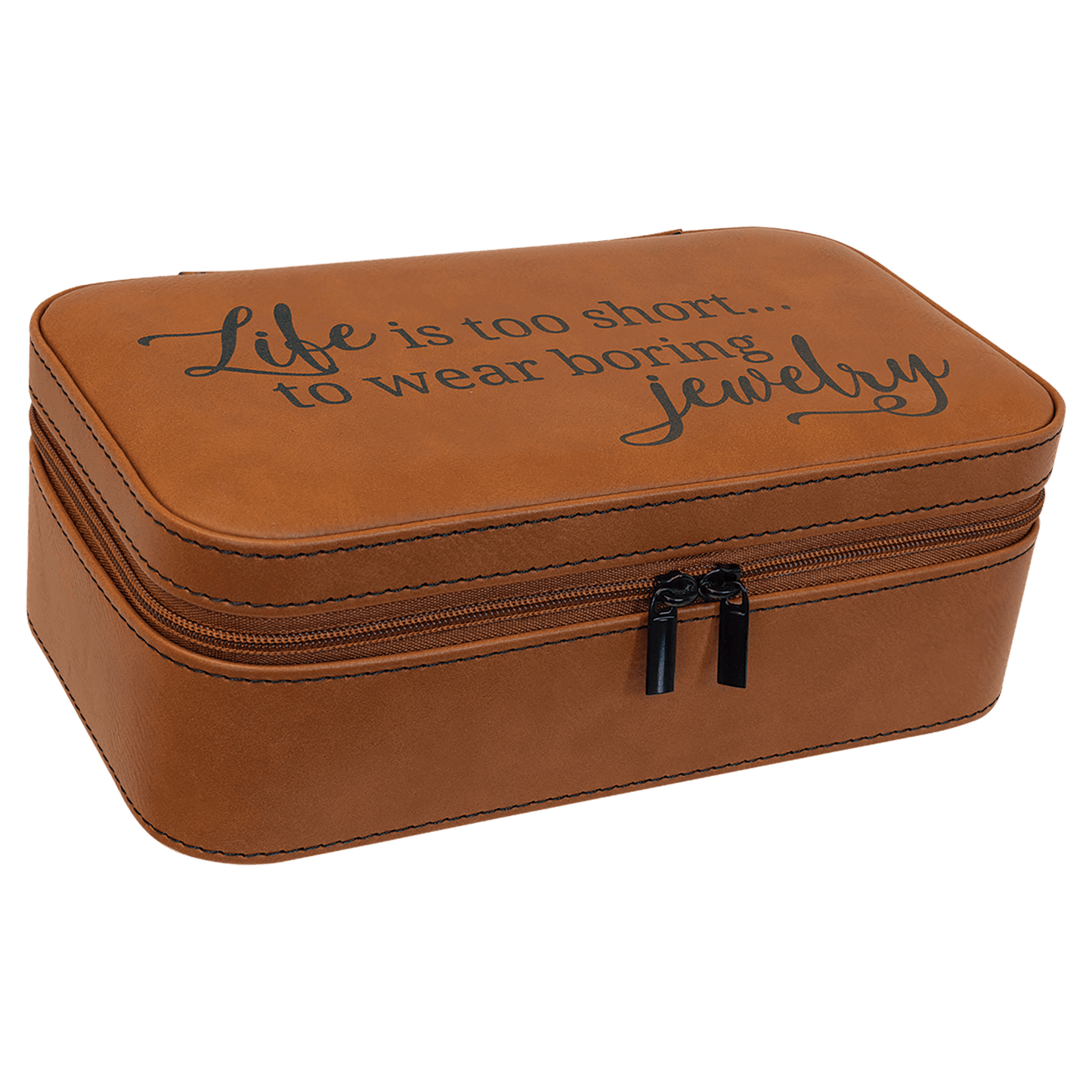 Rawhide Engravable Leatherette Jewelry Box - 7 1/2" X 4 1/2"