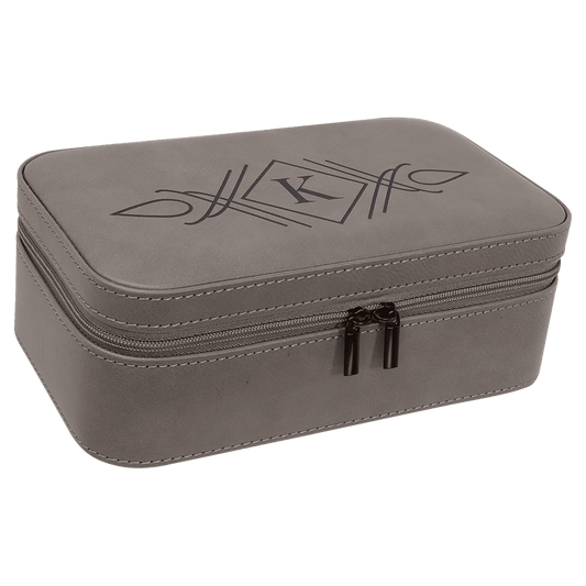 Gray Engravable Leatherette Jewelry Box - 7 1/2" X 4 1/2"
