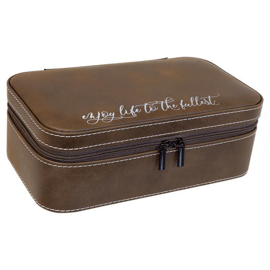 Rustic/Silver Engravable Leatherette Jewelry Box - 7 1/2" X 4 1/2"